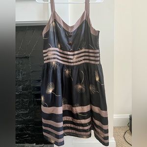 Black silk sleeveless fit and flare dress by Burlapp